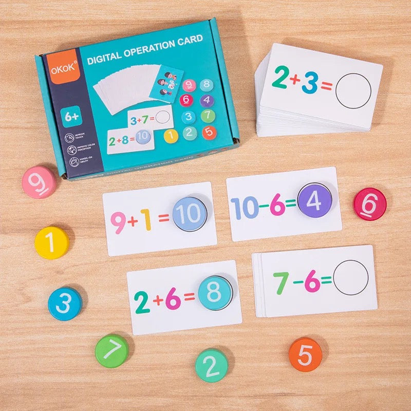 Wooden Number Learning Board with Flashcards - Maths Learning Aids