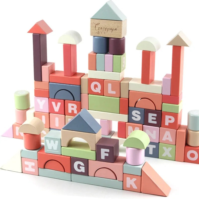 Wooden Castle Building Blocks Set (94pcs) -Sugar Colour