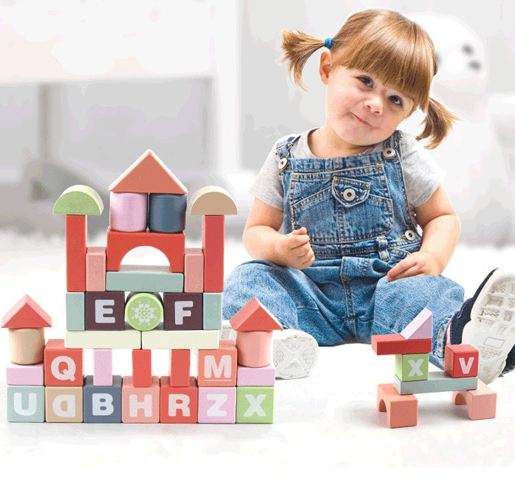 Wooden Castle Building Blocks Set (94pcs) -Sugar Colour