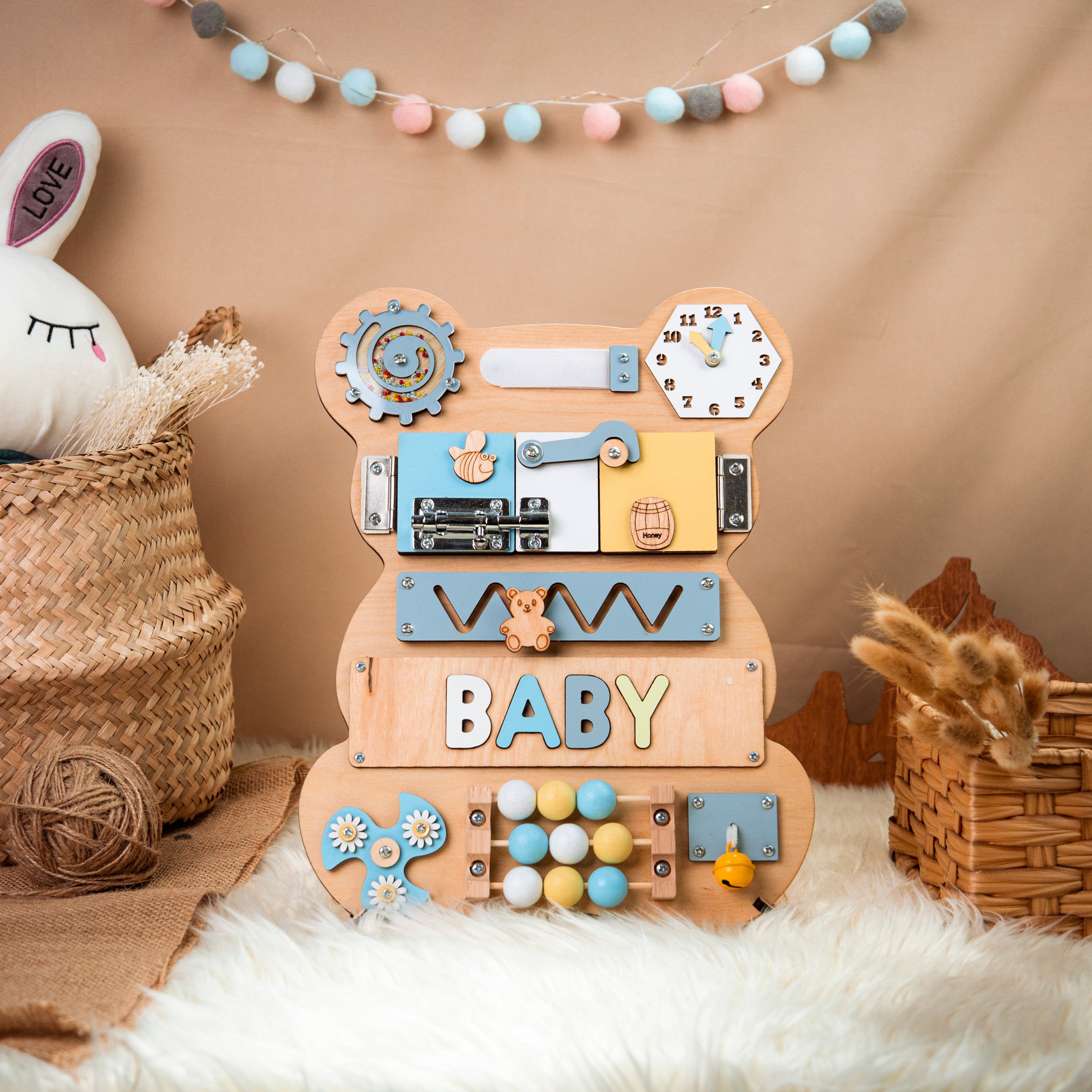 busy board personalized - baby blue