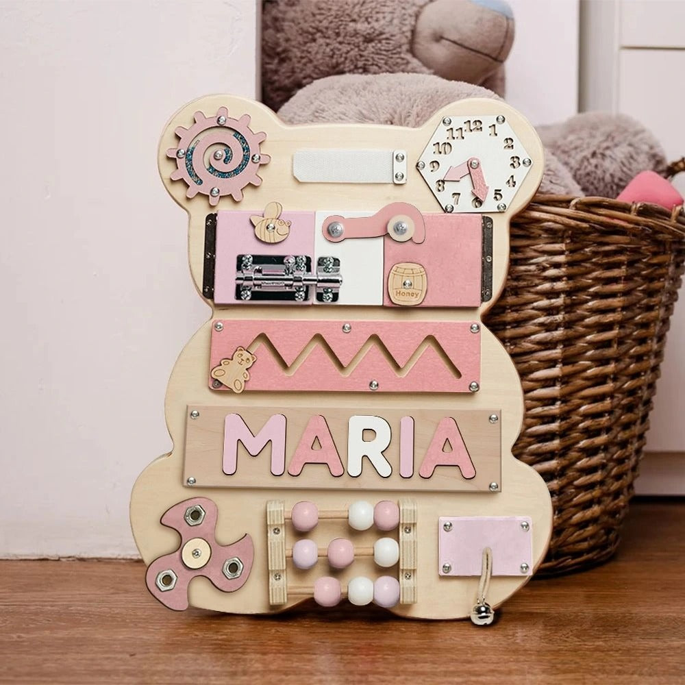 busy board personalised - pastel pink