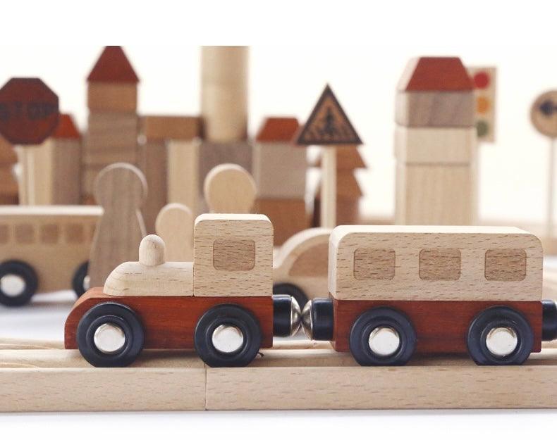 montessori wooden train set