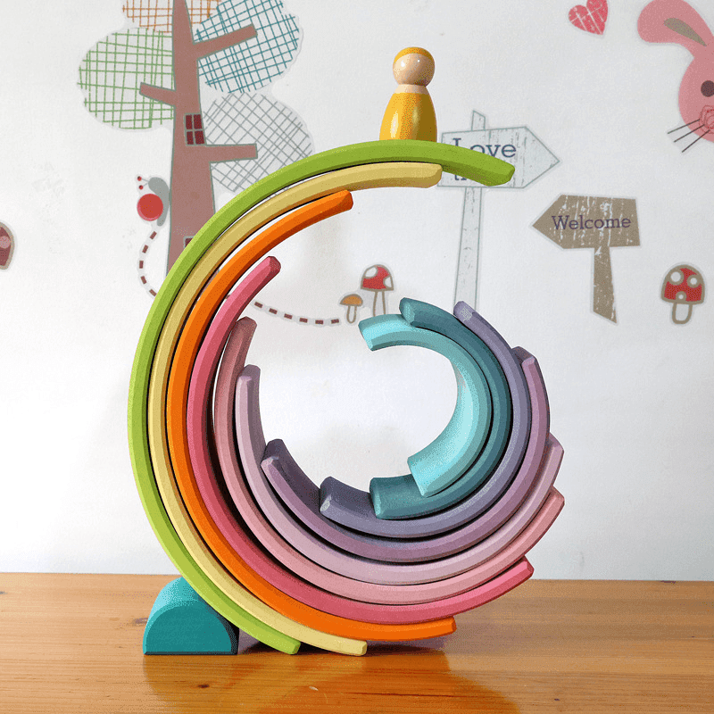 Melli's Kids Montessori Wooden Rainbow Stacker (12PCS - LARGE) - Melli's Kids