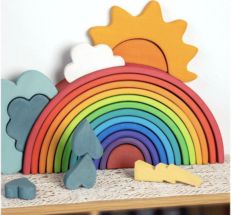 wooden rainbow stackers