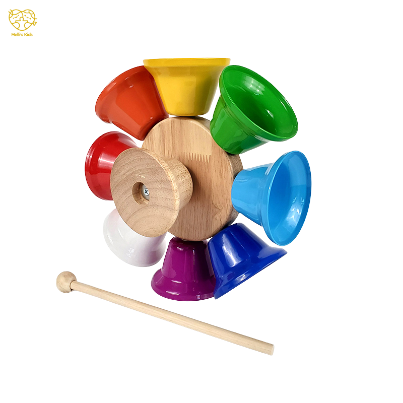 Wooden Rainbow Spinning Bells