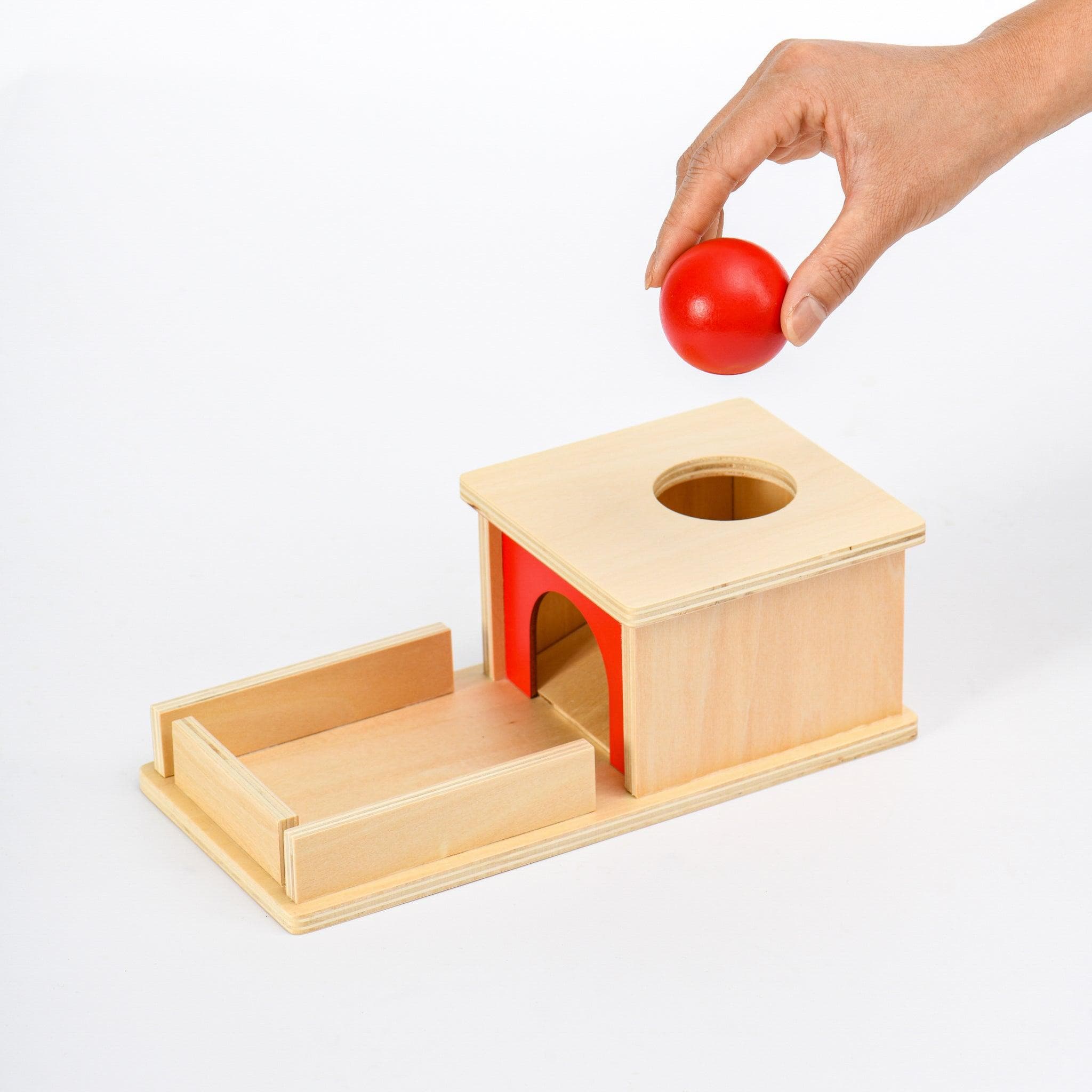Montessori Wooden Educational Object Permanence Box - Ball Drop & Tray