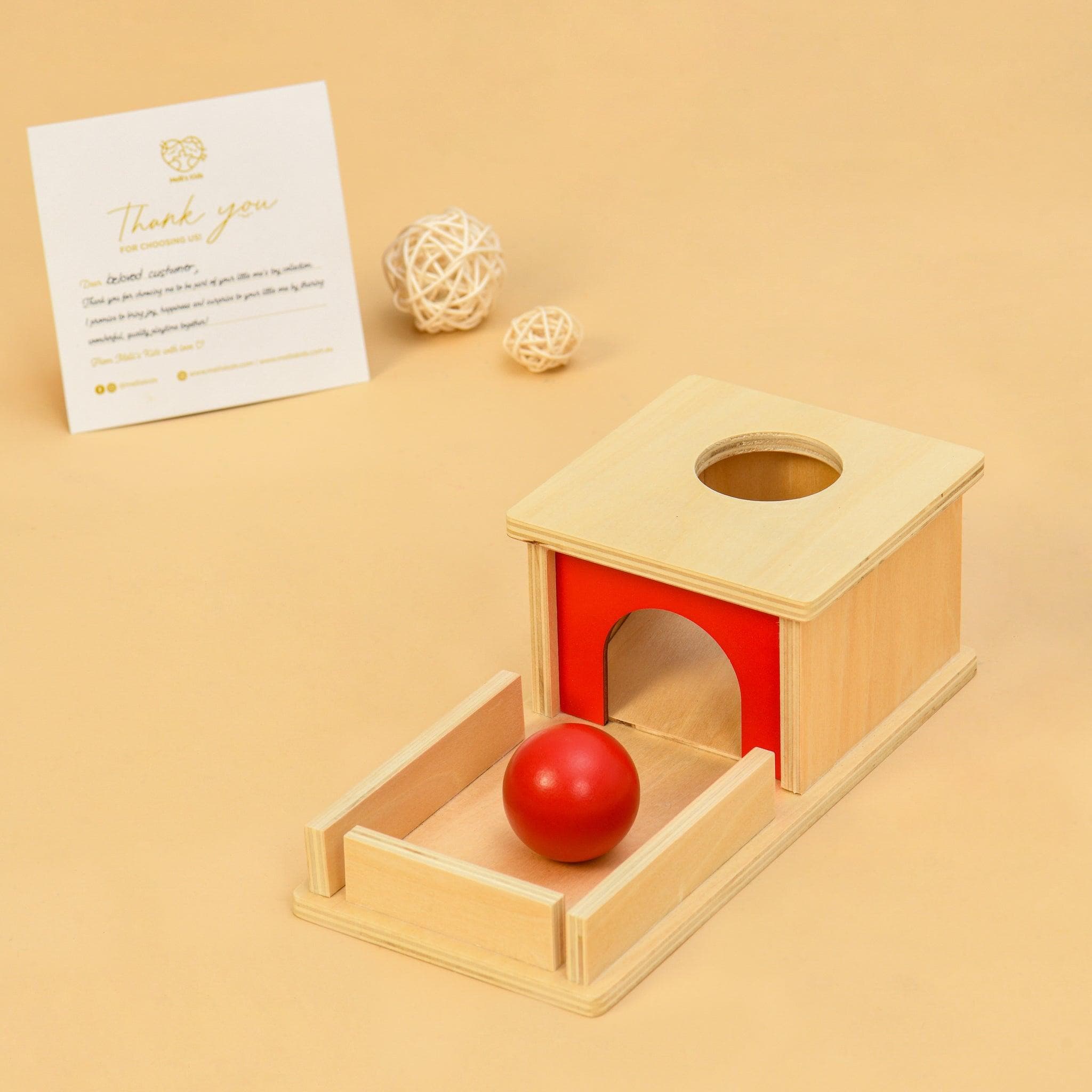 Montessori Wooden Educational Object Permanence Box - Ball Drop & Tray