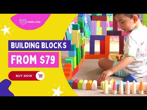 100PCS Wooden Large Stepped Block Set - Pyramid Rainbow Building Blocks