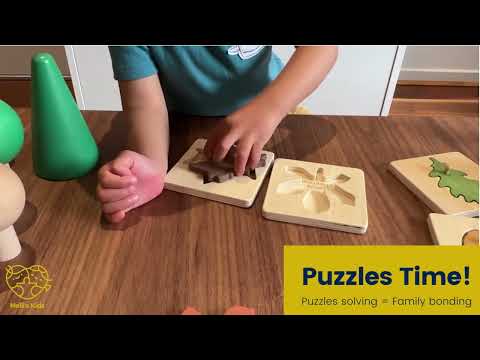 Montessori Wooden Leaf Puzzle - 4 in 1 Nordic Style Leaf Set
